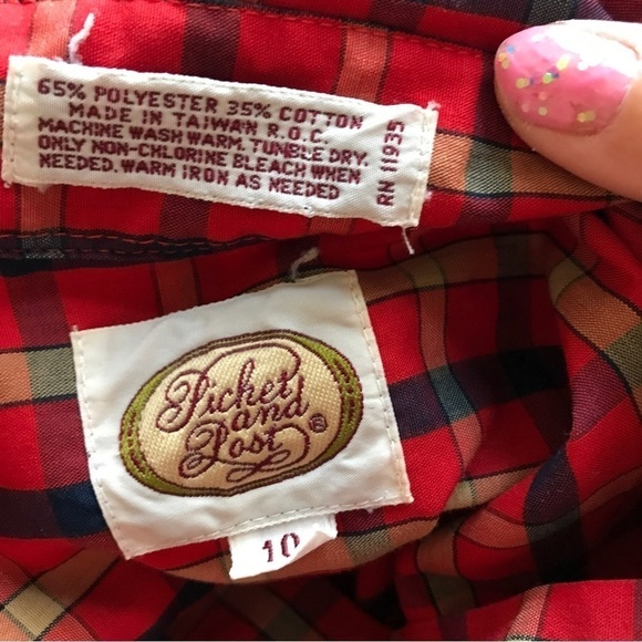 Vintage Picket and post red plaid long sleeve button down shirt - Picture 10 of 11